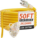 50 FT 12/3 Gauge Outdoor Extension Cord by PlugSaf
