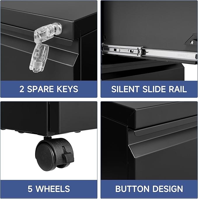Mobile File Cabinet with Lock - Image 6