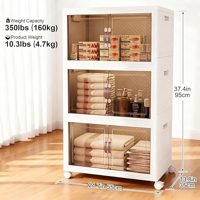 Collapsible Storage Bins with Lids&Wheels-192QT Stackable Plastic Containers - Image 3