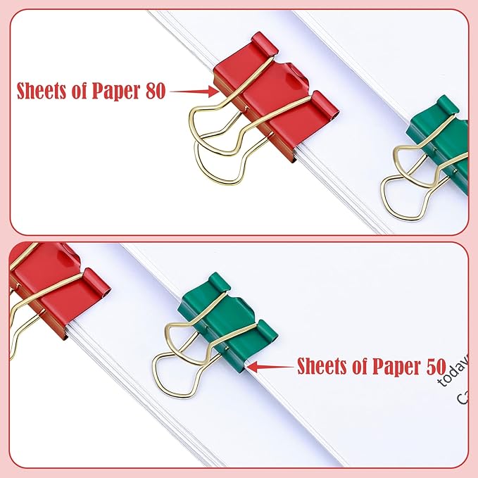BAYTORY 40Pcs Binder Clips Colored, Christmas Binder Clips Assorted Sizes - Image 5