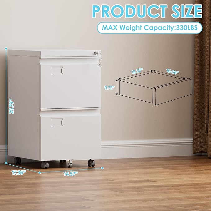 Aobabo 2 Drawer File Cabinet - Image 3