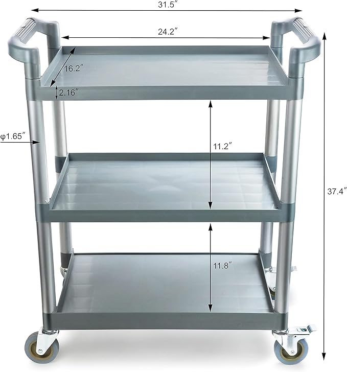 New Star Foodservice 54545 250-Pound Plastic 3-Tier Utility Bus Cart - Image 2