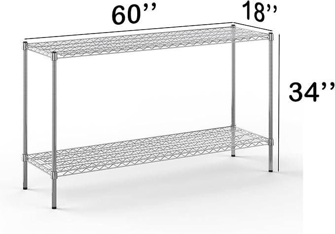 18" Deep x 60" Wide x 34" Height Wire Shelving Kit | 2-Tier | NSF Commercial - Image 2