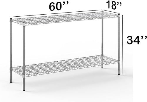 18" Deep x 60" Wide x 34" Height Wire Shelving Kit | 2-Tier | NSF Commercial - Image 2