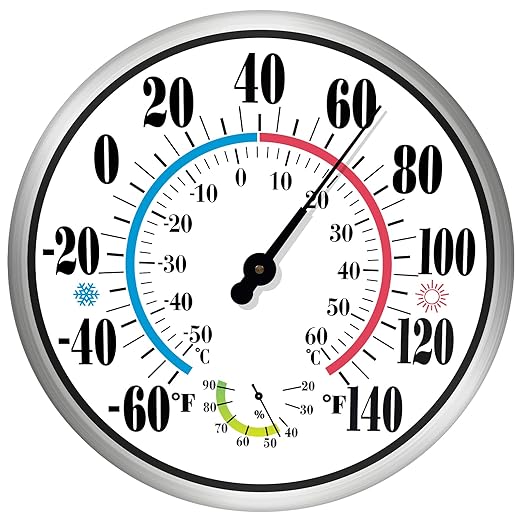 12'' Indoor Outdoor Thermometer Hygrometer by Lirches