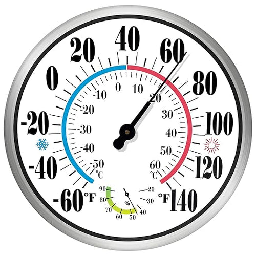 12'' Indoor Outdoor Thermometer Hygrometer by Lirches