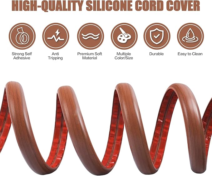 Floor Cord Cover Self Adhesive Cord Hider, 10FT Cable Management, Extension - Image 3