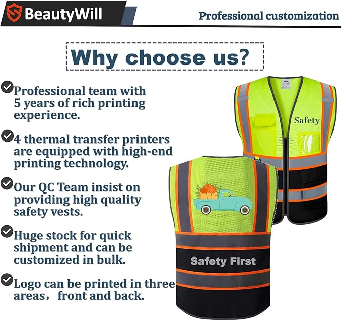 10 Pack Custom Safety Vest Customized Logo Mesh Vest Class 2 High Visibility - Image 3