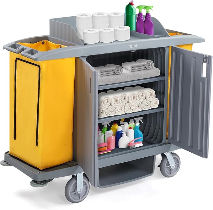 TUFFIOM Industrial Multifunctional Locking Hotel Cart, Commercial Traditional by TUFFIOM
