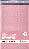 Light Pink Small Bubble Mailers 4x8 Inch #000 | Thick Padded Poly Bubble Mailer by MAILERVIEW