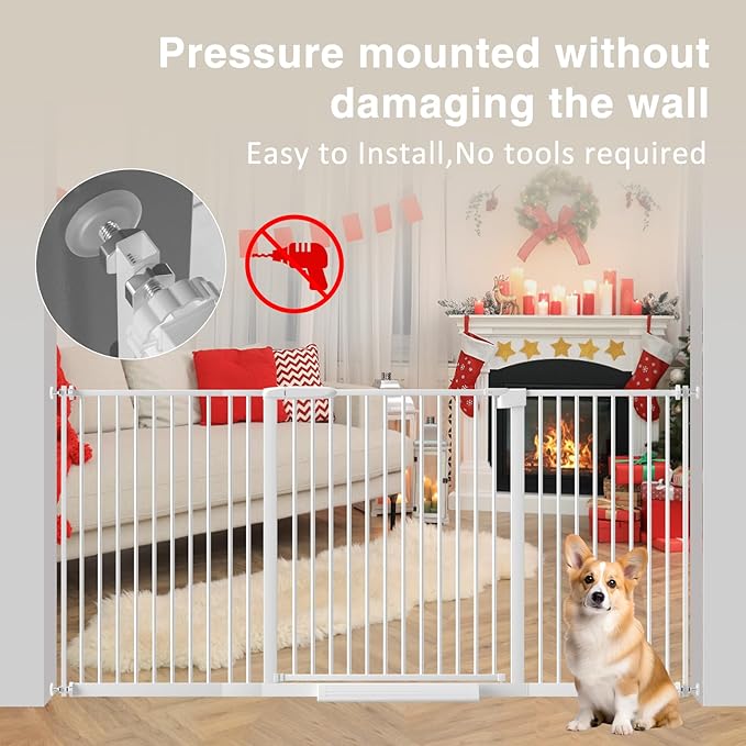 Extra Wide Baby Gate 30.11-77.36", Ultra Narrow 1.37" Spacing Dog Gate indoor - Image 6