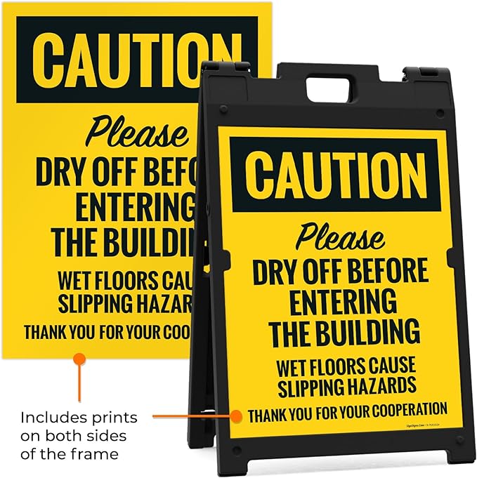 Caution Please Dry Off Wet Floor Sidewalk Sign Kit, 18x24 Inches, - Image 5
