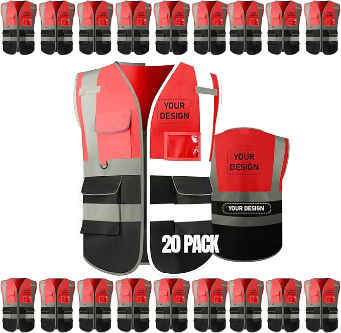 BeautyWill 10/20 Pack Custom Logo Safety Vest, Bulk High Visibility Class 2 by BeautyWill