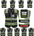 BeautyWill Custom Logo 10 Pockets Safety Vest Class2 ANSI Certified High by BeautyWill