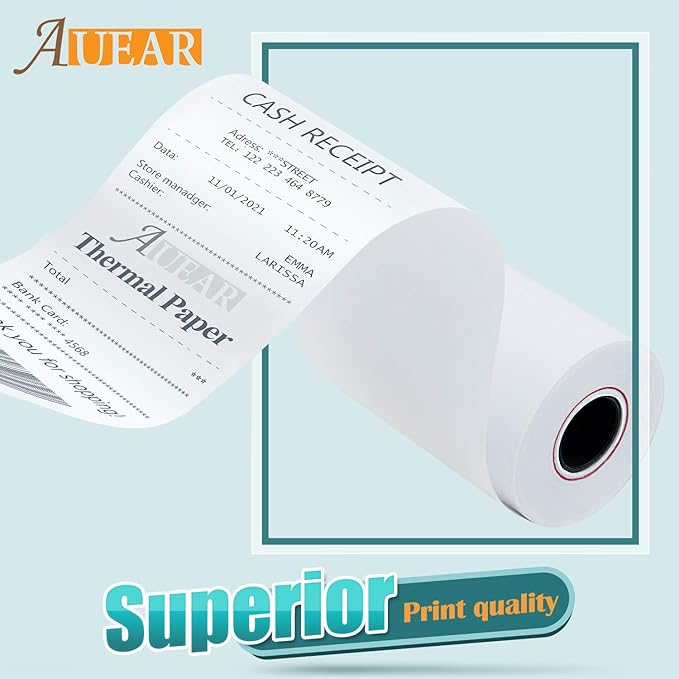 AUEAR, Thermal Cash Register POS Paper Rolls, 2 1/4" x 50' - Image 6