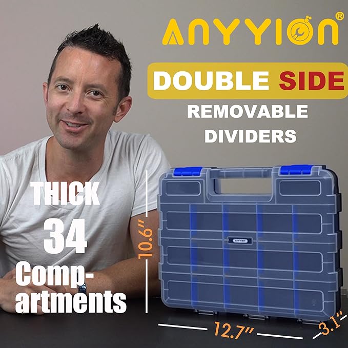 Anyyion Small Parts Organizer, 34-Compartments Double Side parts organizer - Image 2