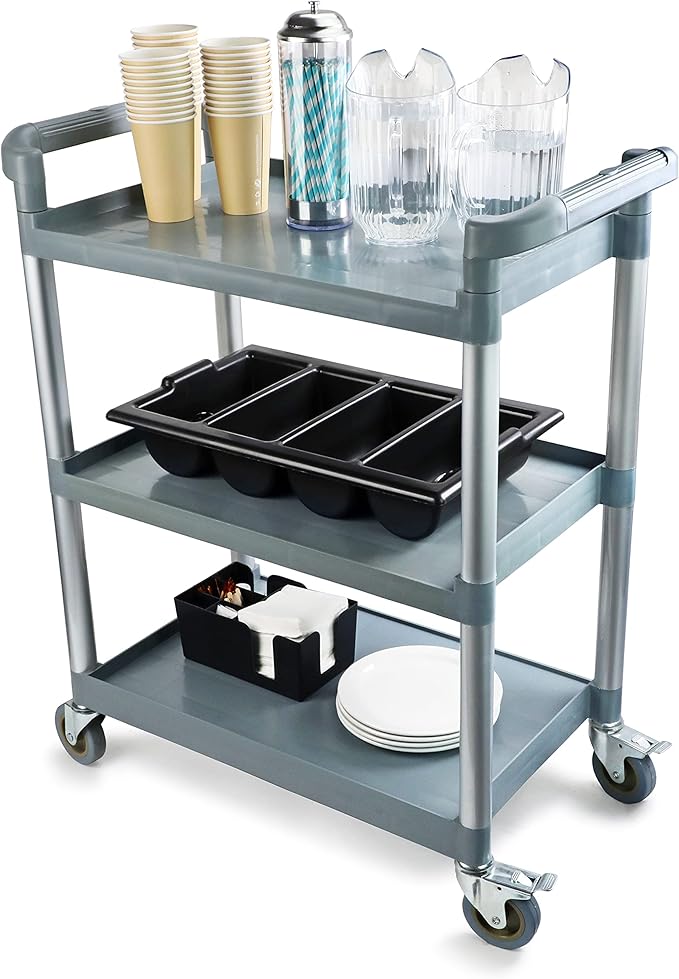 New Star Foodservice 54545 250-Pound Plastic 3-Tier Utility Bus Cart - Image 3