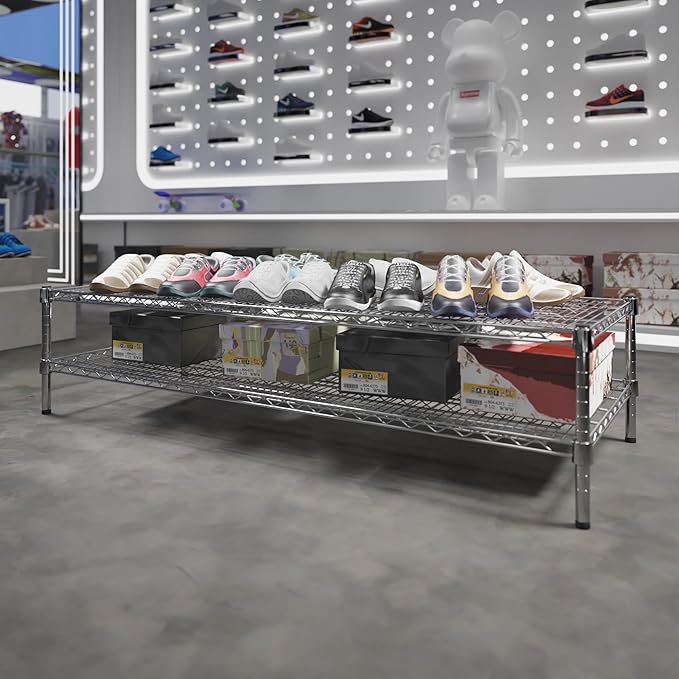 24" Deep x 60" Wide x 14" Height Wire Shelving Kit | 2-Tier | NSF Commercial - Image 2