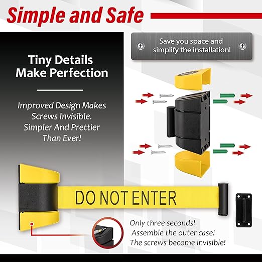 DuraSteel Wall Mount Crowd Control Retractable Belt Barrier - Image 5