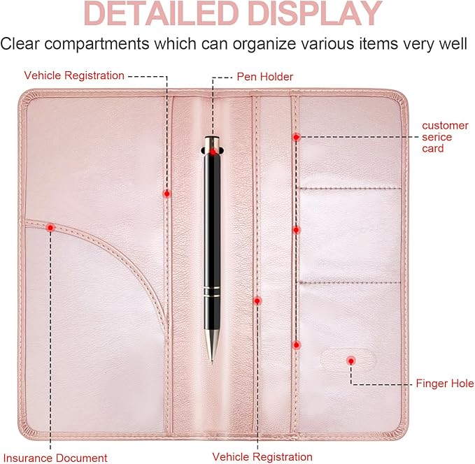 PLOJOP Car Registration and Insurance Card Holder, Leather Vehicle Insurance - Image 3
