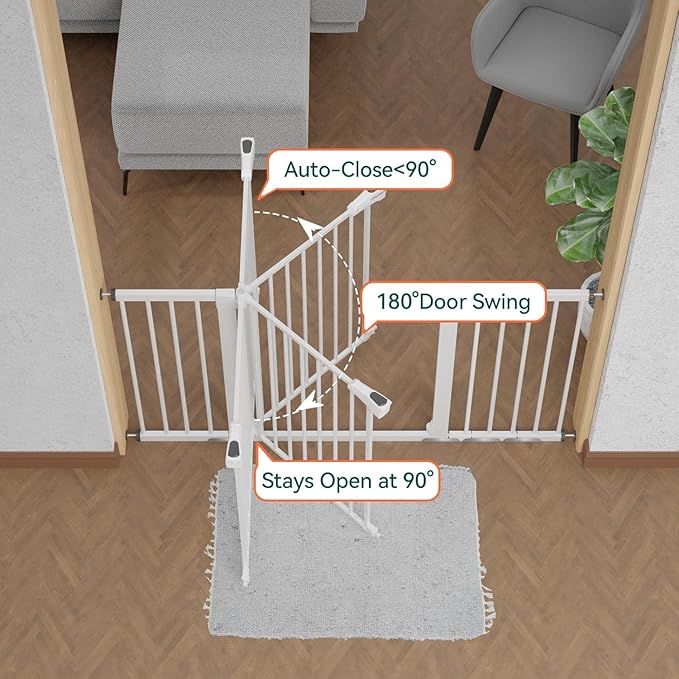 BABELIO 36" Tall Baby Gate, PressGuard P7, 29-55" Auto Close Pressure Mounted - Image 3