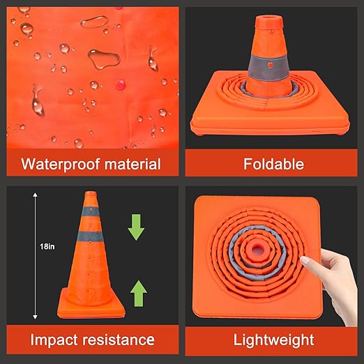 18 Inch Collapsible Traffic Safety Cones - Image 7