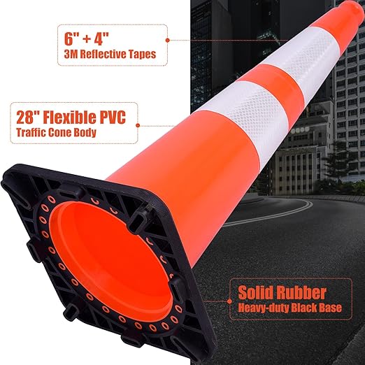 6 Pack 28" Inch Large PVC Traffic Cones - Image 4