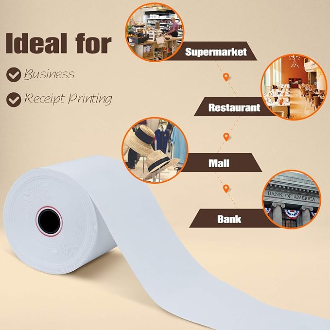 3 1/8" x 230' Thermal Paper, Fits Most Credit Card Terminal Point Of Sale - Image 7