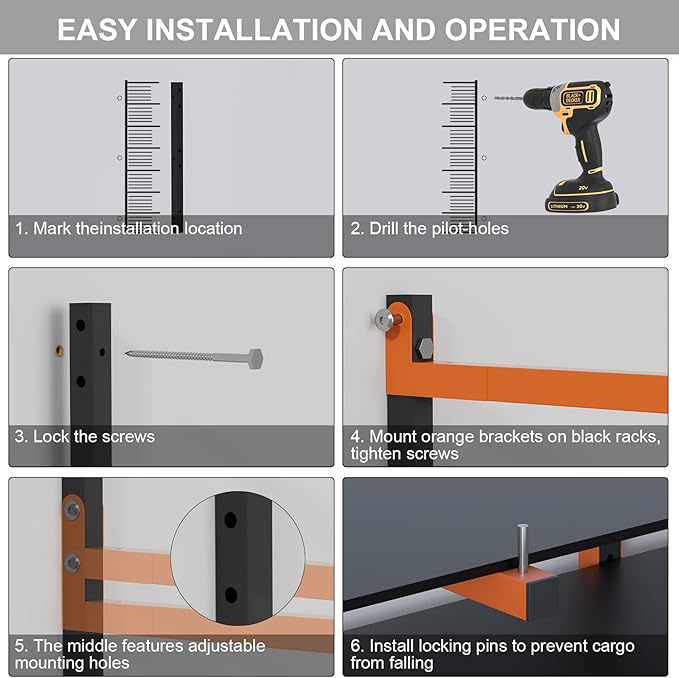 Lumber Storage Rack, Upgrade Folding Lumber Rack Wall Mount, Heavy Duty Metal 4 - Image 7