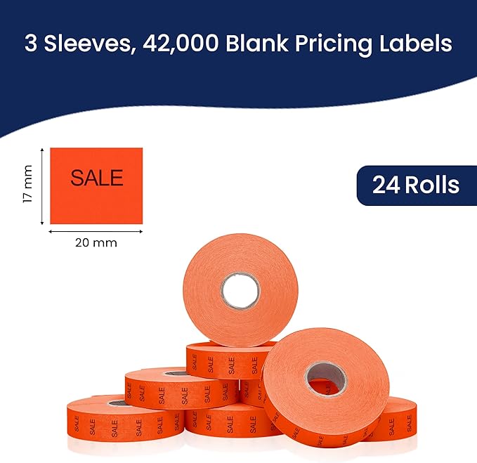 Perco Red Sale Pricing Labels for Monarch 1136 Price Gun – 3 Sleeves, 24 Rolls - Image 3