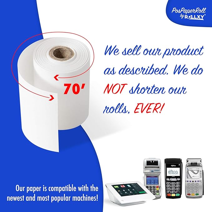 2-1/4 X 70 Thermal Paper Verifone VX520 Ingenico ICT220 ICT250 First Data FD400 - Image 4