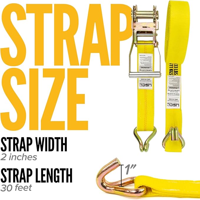 US Cargo Control Wire Hook Ratchet Straps 2 Inch x 30 Foot, 000 LBS Break - Image 2