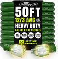 50ft Outdoor/Indoor Extension Cord 12/3 Gauge Extra Heavy Duty 3 Prong SJTW by LifeSupplyUSA
