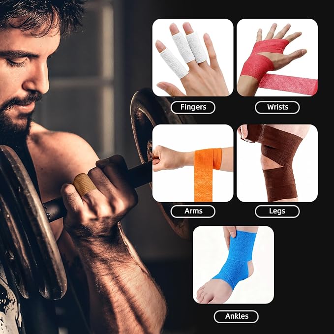 OK TAPE Self Adherent Cohesive Bandages Wrap 24Packs, Non-Woven Self Adhesive - Image 7