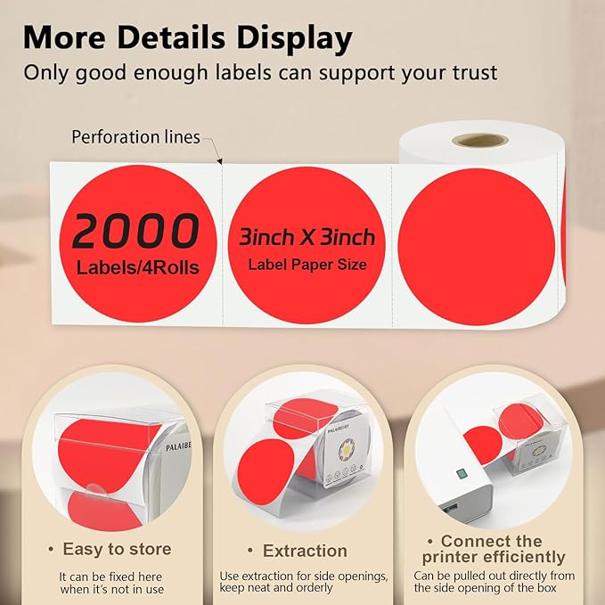 3 X 3 Inch Round Thermal Labels Circle Color Coding Labels Printable Waterproof - Image 4