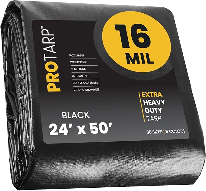PROTARP Extra Heavy Duty 16 Mil Tarp Cover, Waterproof, UV Resistant, Rip and by Protarp