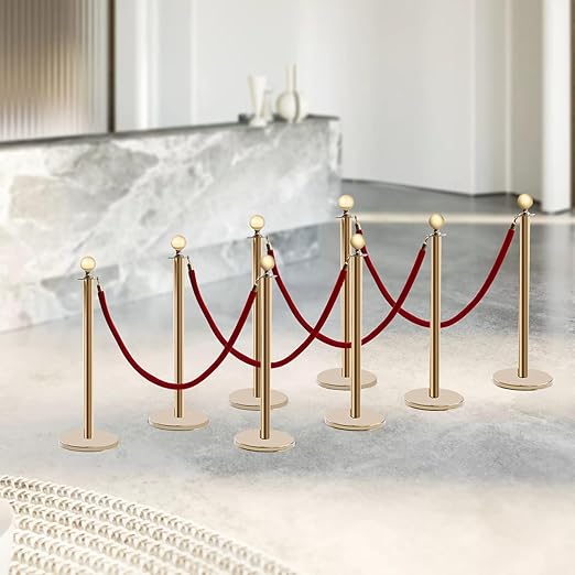 Gold Stanchions Posts, 8 Packs Stanchions Set Crowd Control Barriers - Image 6