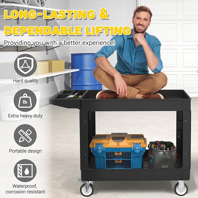 Heavy Service Utility Cart on Wheels, Tool Cart on Wheels, Service Cart - Image 4