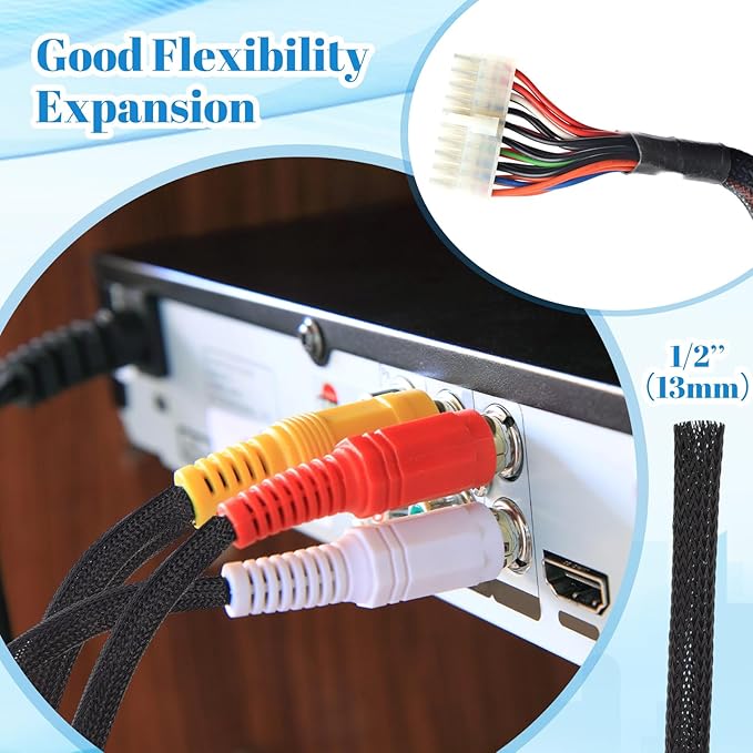 Pangda 150 Feet 1/2 Inch Wire Loom Pet Expandable Braided Sleeving Braided - Image 5