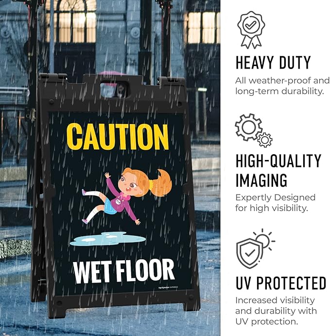 Caution Wet Floor with Graphic Sidewalk Sign Kit, 18x24 Inches, with A Frame - Image 6