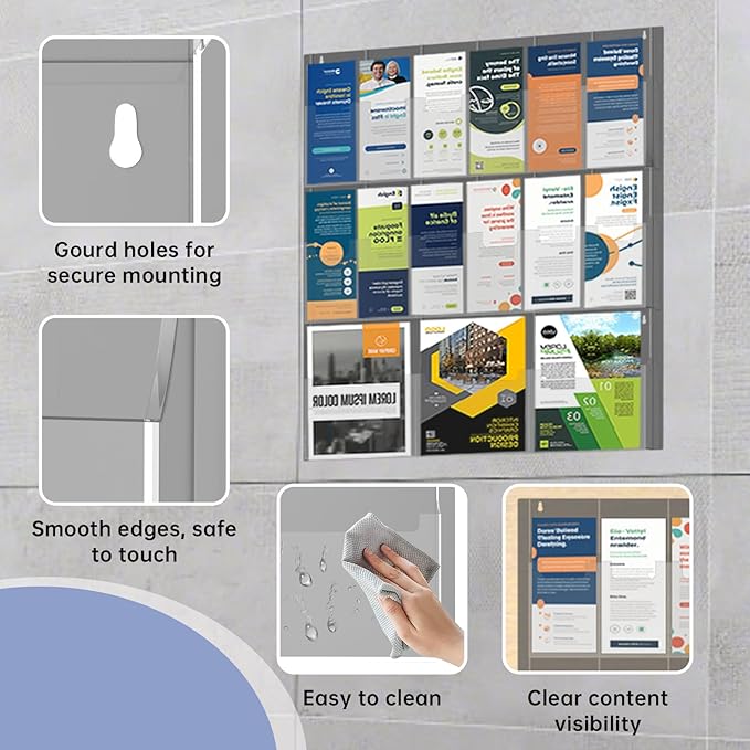 Acrylic Brochure Pamphlet Holder, 3 Magazine Holders and 12 Pamphlet Holders - Image 5