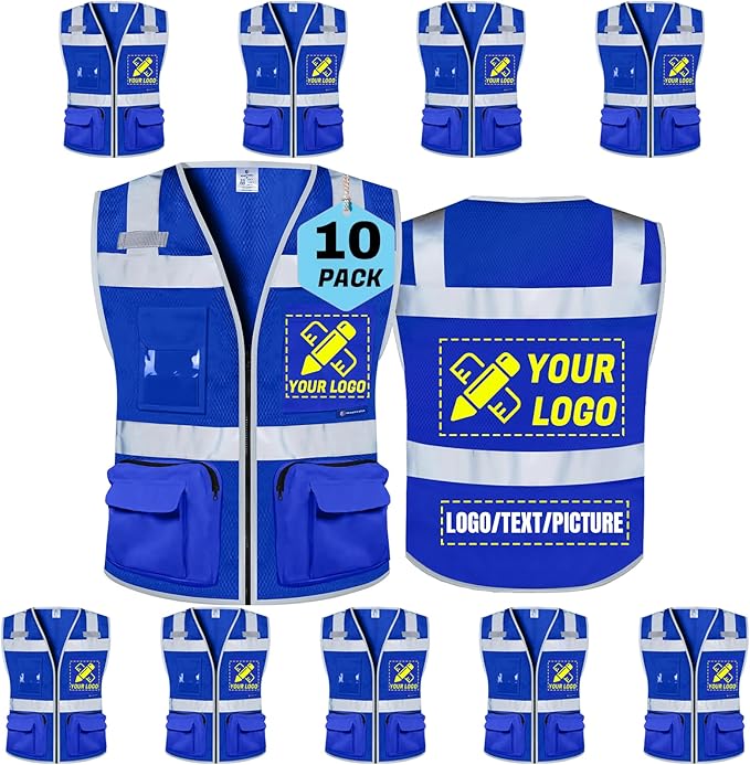 BeautyWill Custom Logo Safety Vest Class 2 High Visibility Reflective Vest by BeautyWill