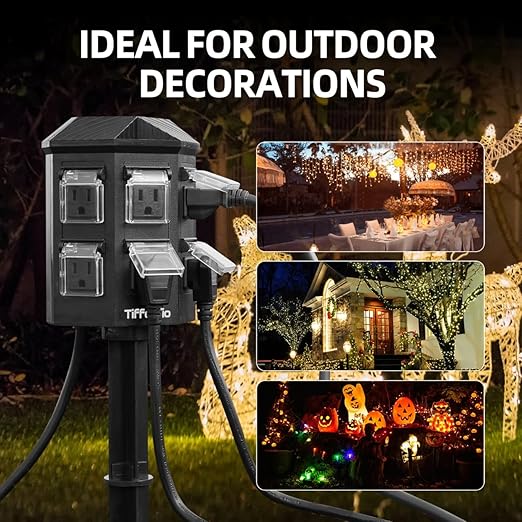 TiFFCOFiO Outdoor Power Strip Waterproof, 24 Hour Mechanical Timer, 6 ft - Image 4