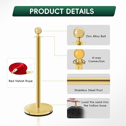 Gold Stanchions with Red Velvet Ropes - Image 3