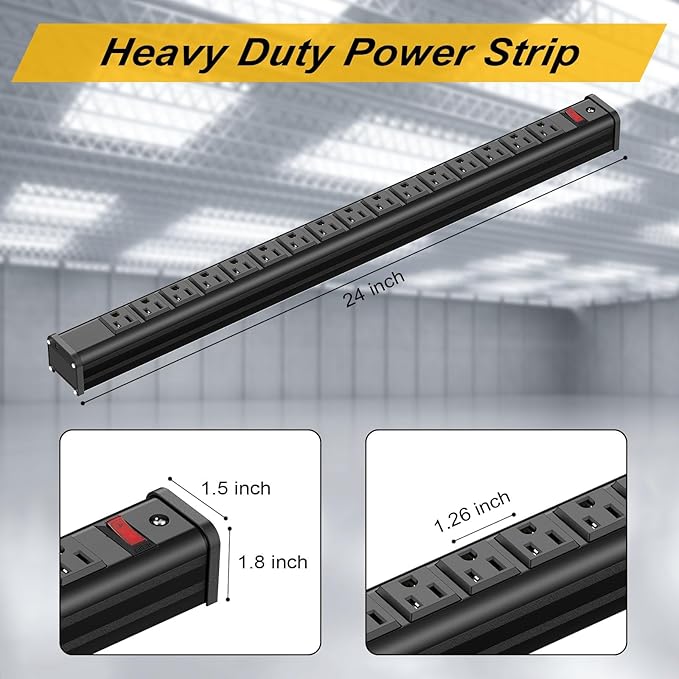 10-Pack Long Surge Protector Power Strip, 16 Outlet Heavy Duty Power Strip - Image 7