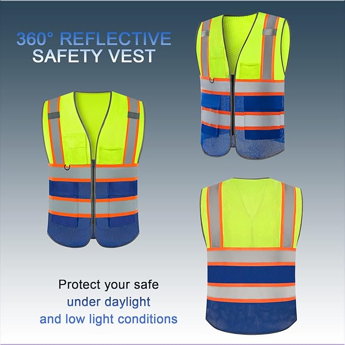 BeautyWill Custom Logo Safety Vest Class 2 High Visibility Reflective Vest - Image 3