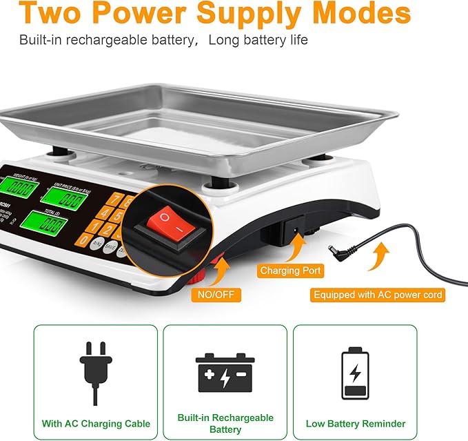 Price Computing Scale 88lb/40kg Commercial Food Scale - Image 6