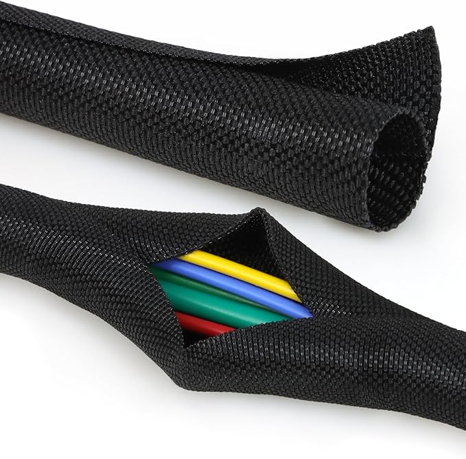 Split Braided Cable Sleeve，Flexible Wire Loom Tubing, Automotive Cord Protector by PursuingaBetterLife