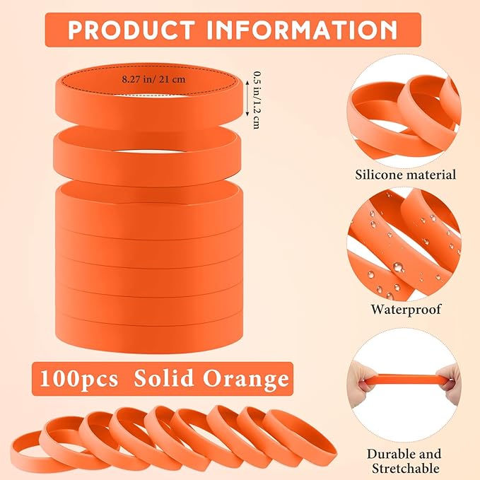 Liliful 100 Pcs Silicone Rubber Wristbands Rubber Wristband Bracelet Bands - Image 2