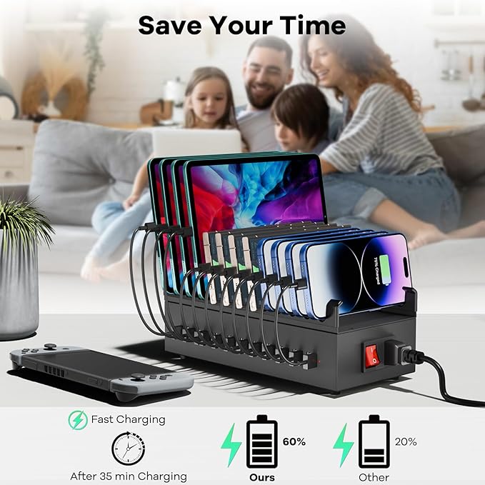 USB Charger Block, 300W 22 Port USB Charging Station - Image 4